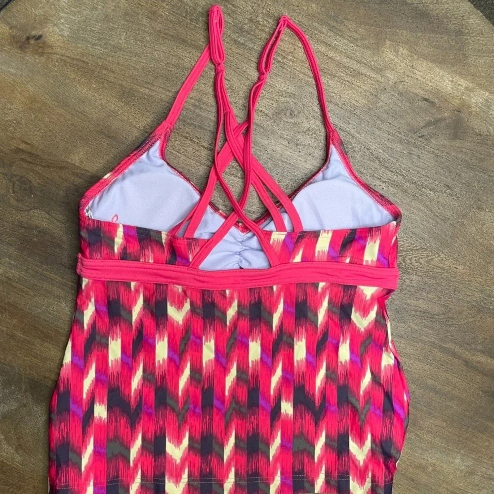 Prana Pink Cyra Tankini Swimsuit Top Size Small US 4-6 Modest Full Coverage Swim